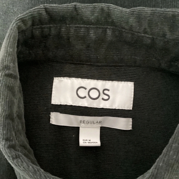 COS Men's Medium Black Solid/Textured Corduroy Button Front Shirt,100% Cotton - Picture 3 of 3